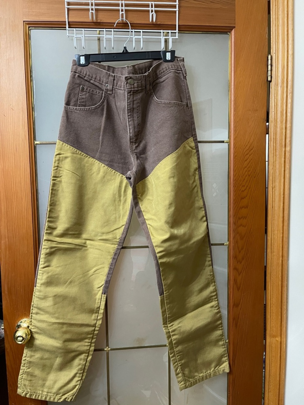 Wrangler Brown and Olive Two-Tone Patchwork Jeans